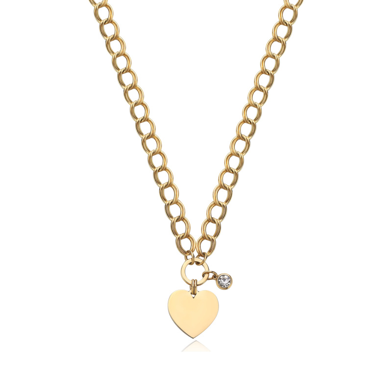 S'Agapõ Romantický pozlacený náhrdelník se srdíčkem My love SYL10