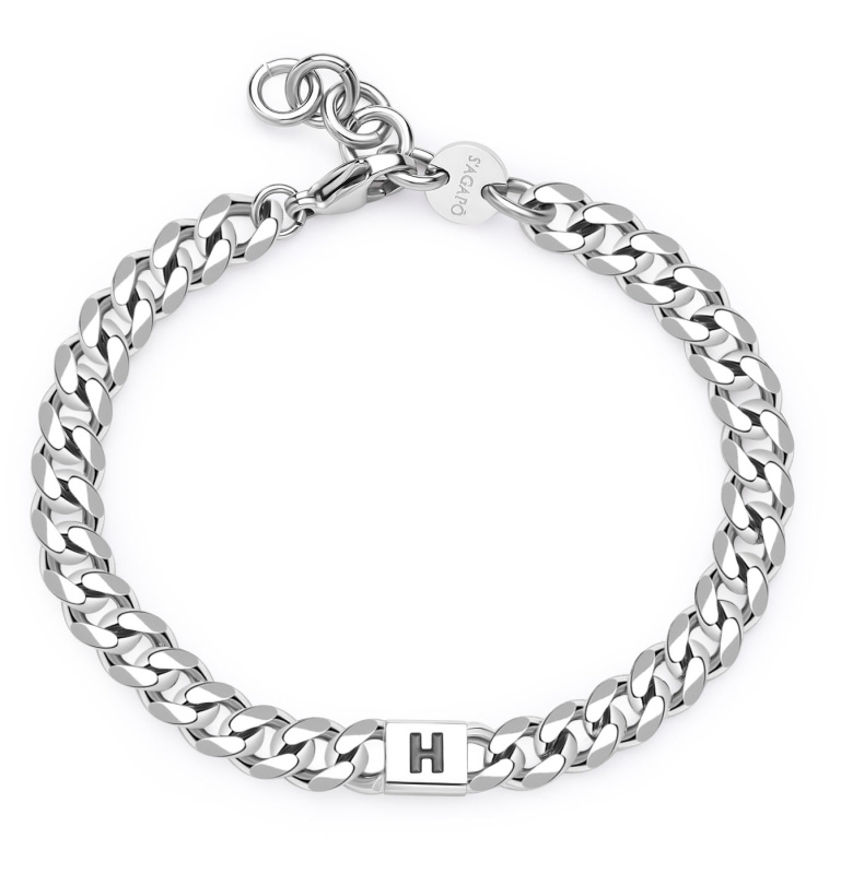 S'Agapõ Pánský ocelový náramek s písmenem H Monogram SMG18