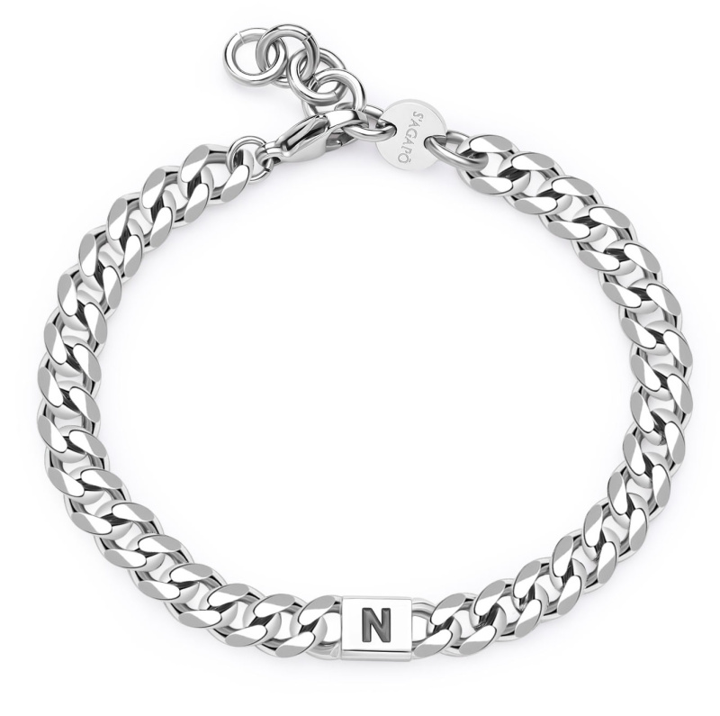S'Agapõ Pánský ocelový náramek s písmenem N Monogram SMG24