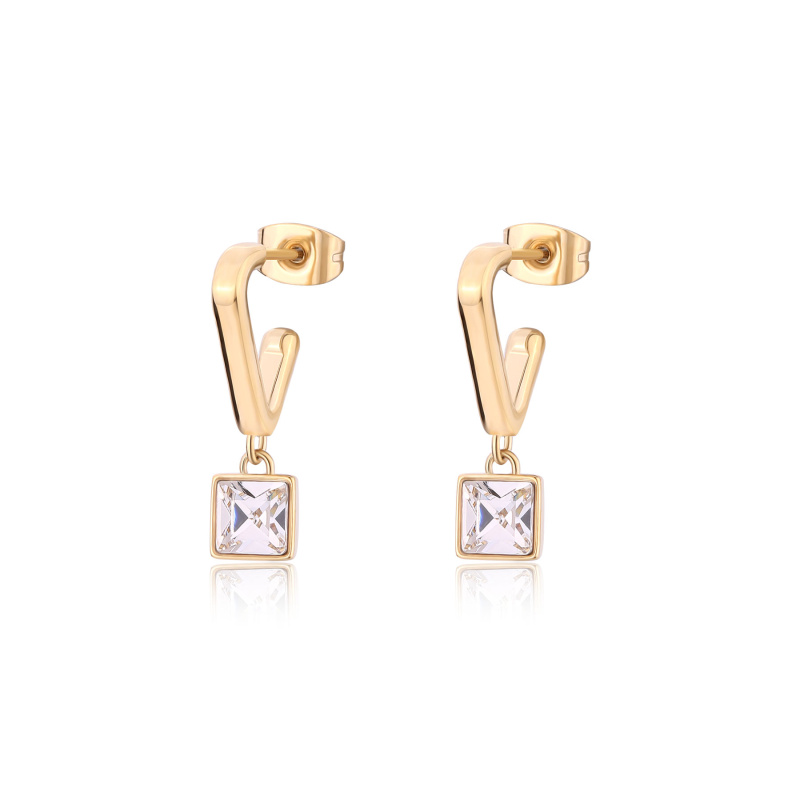 S'Agapõ Pozlacené visací náušnice s krystaly Luce SCE40