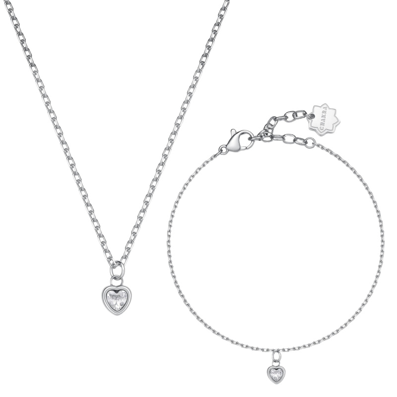 Brosway Romantická souprava šperků s krystaly Srdce Chakra BHKLE01 (náhrdelník, náramek)