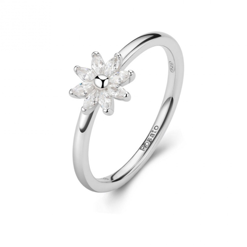 Rosato Půvabný stříbrný prsten s květinou Gaia RZGA80 52 mm