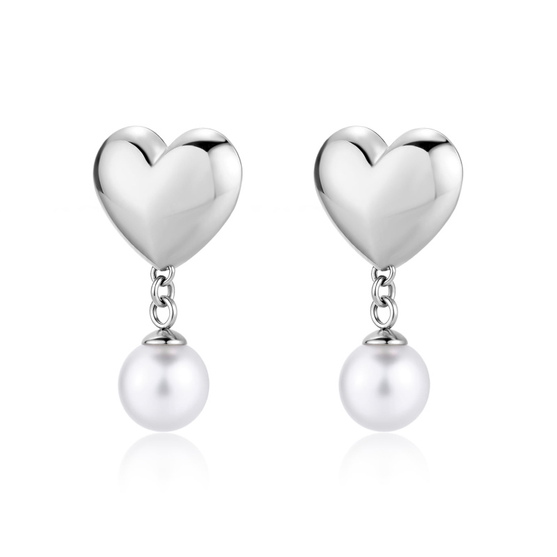 S'Agapõ Moderní srdcové náušnice s perličkami Stellar SSE47