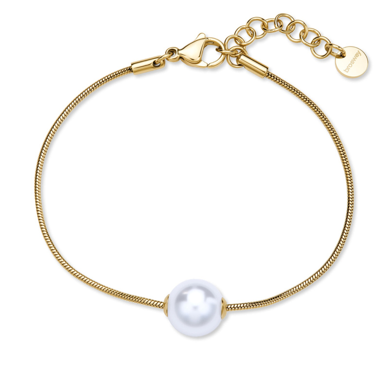 Brosway Půvabný pozlacený náramek se syntetickou perlou Perfect BPC53