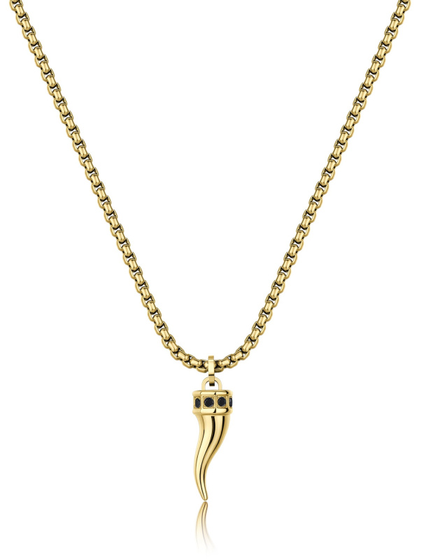 S'Agapõ Pánský ocelový náhrdelník se zirkony Cornicello Rogue SRG39