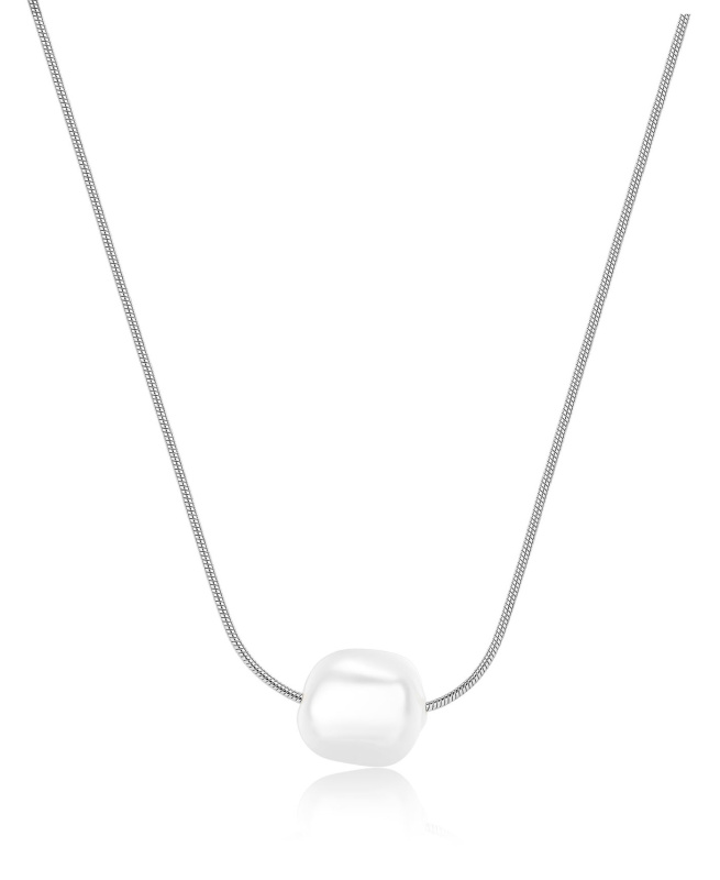 S'Agapõ Něžný ocelový náhrdelník s perlou Shell Wisdom SWI39