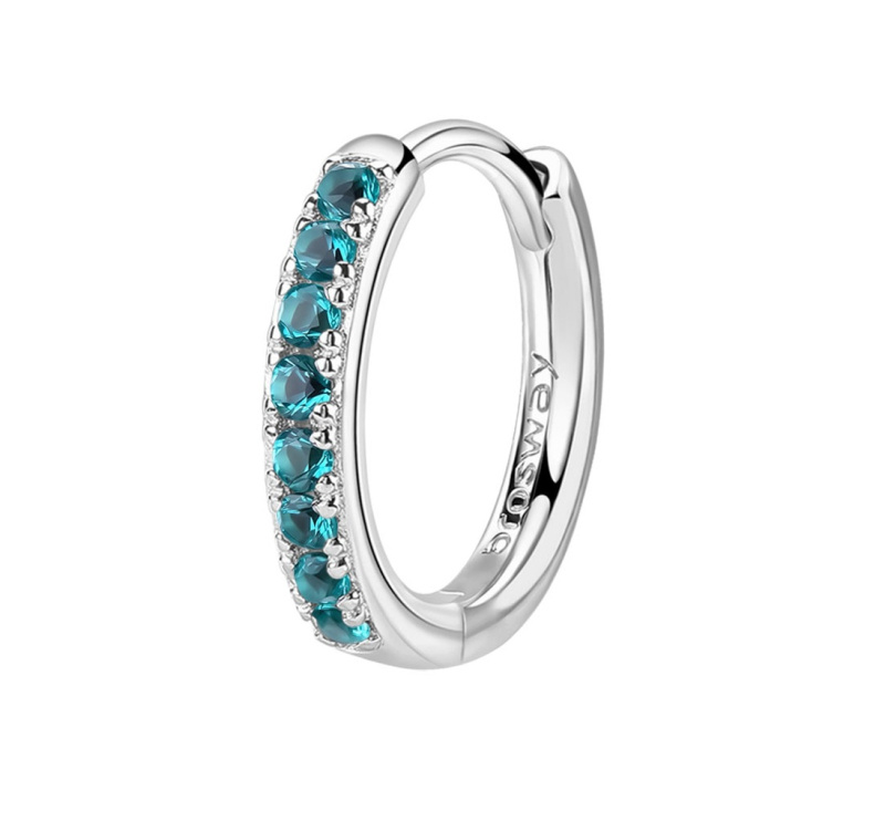 Brosway Stylová kruhová single náušnice Fancy Aqua Green FAG17