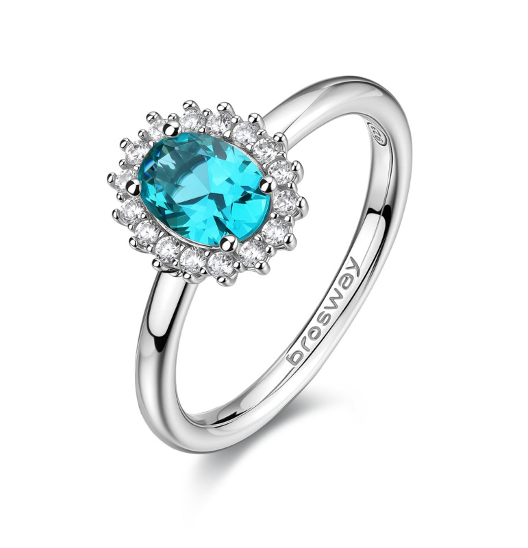 Brosway Elegantní stříbrný prsten Fancy Aqua Green FAG20 54 mm