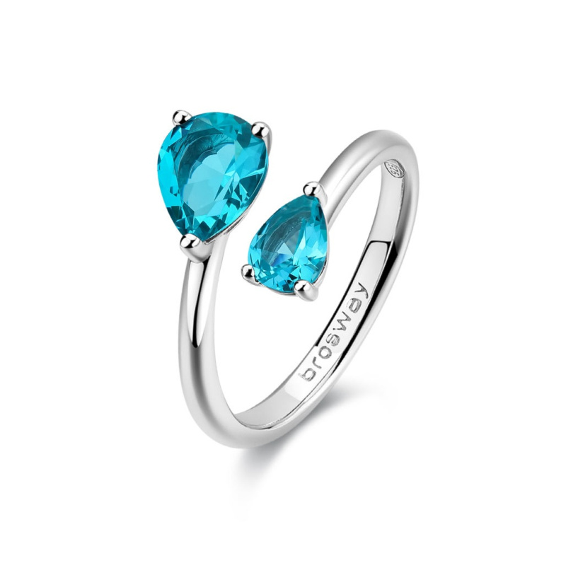 Brosway Stříbrný otevřený prsten Aqua Green Fancy FAG22 54 mm