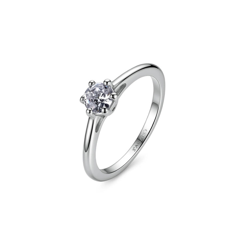 S'Agapõ Minimalistický ocelový prsten se zirkonem Dazzly SDZ178 54 mm