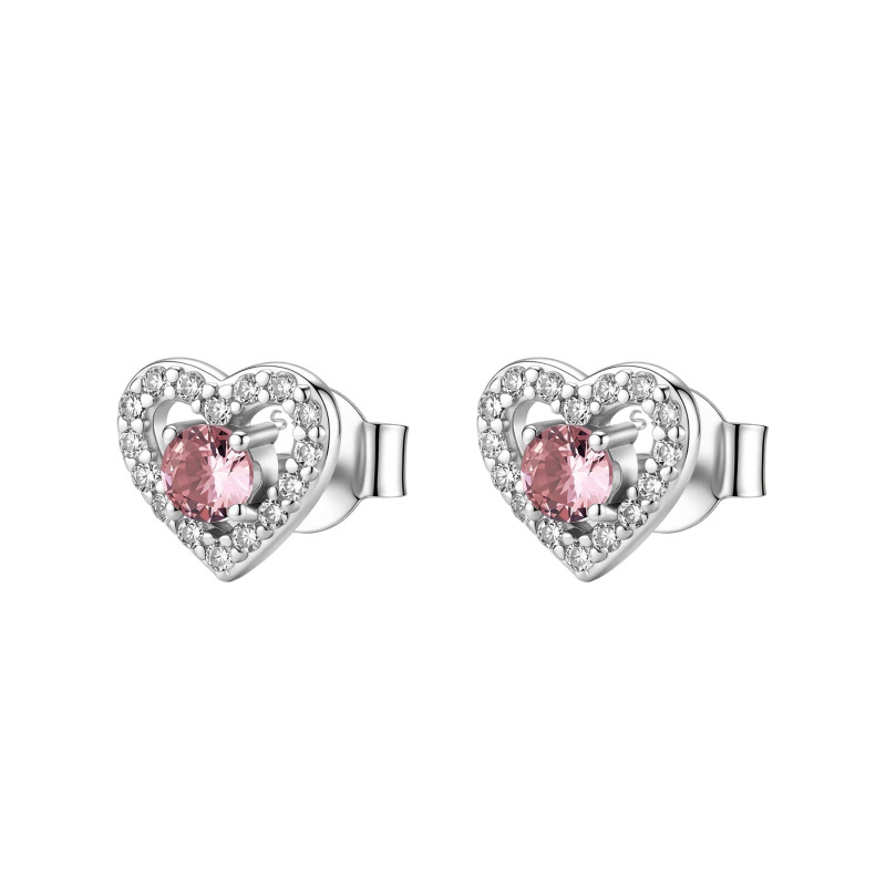 Brosway Stříbrné srdíčkové náušnice Fancy Tender Pink FTP26