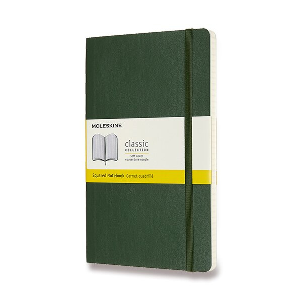 Zápisník Moleskine - tvrdé desky, L, čtverečkovaný tm. zelený