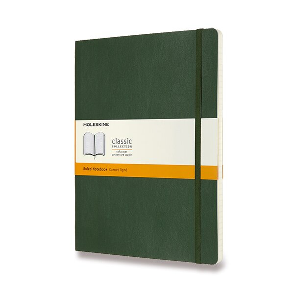 Zápisník Moleskine - měkké desky, XL, linkovaný tm. zelený