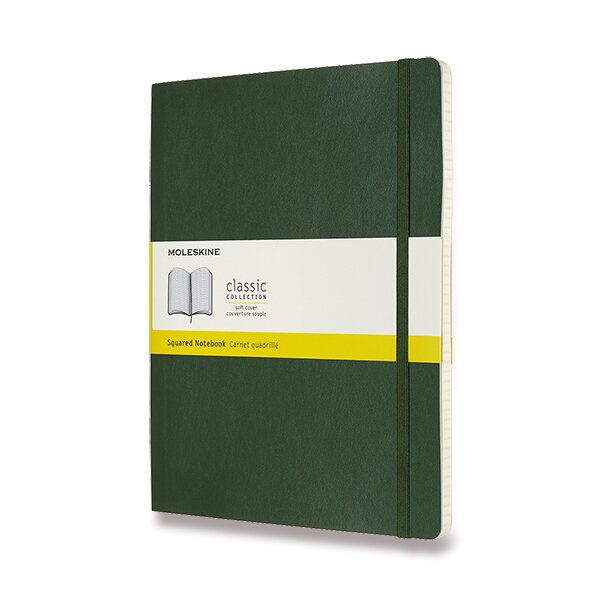 Zápisník Moleskine - měkké desky XL, čtverečkovaný, tmavě zelený