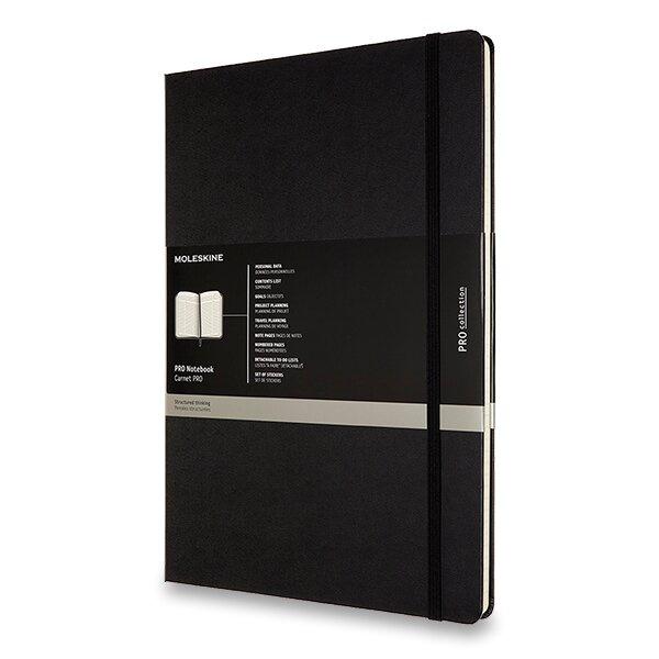 Zápisník Moleskine Professional - tvrdé desky A4, linkovaný, černý