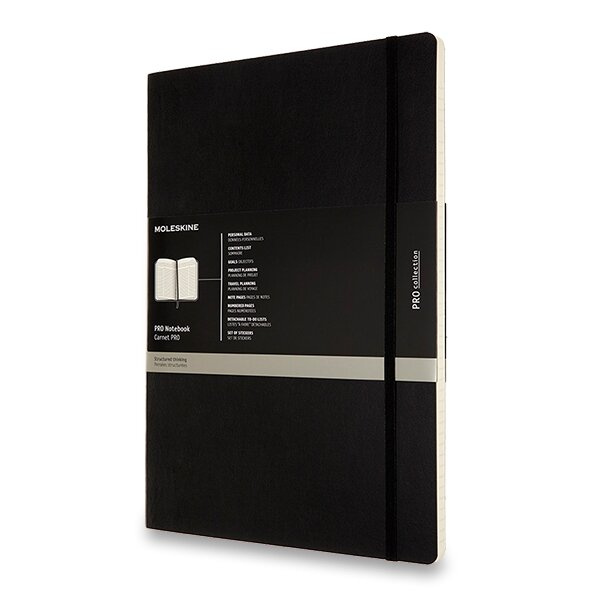 Zápisník Moleskine Professional - měkké desky A4, linkovaný, černý