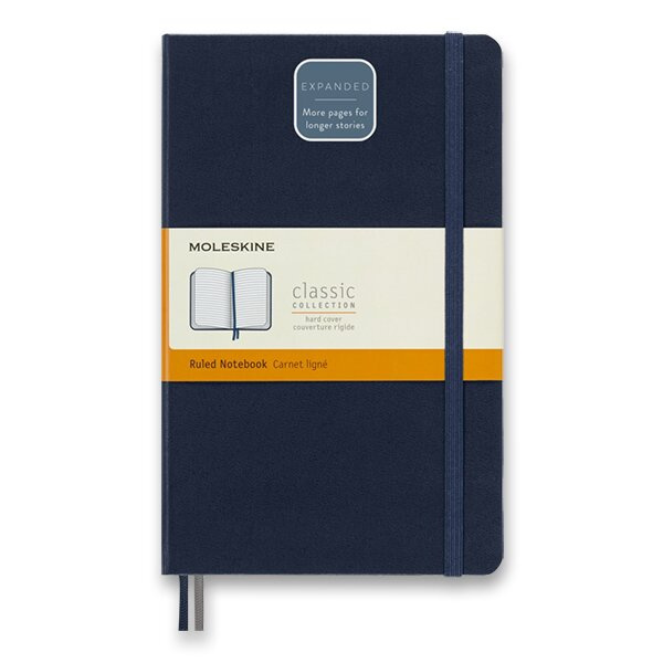 Zápisník Moleskine Expanded - tvrdé desky, L, linkovaný modrý