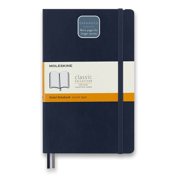 Zápisník Moleskine Expanded - měkké desky, L, linkovaný modrý