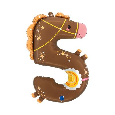 Balónek fóliový 89 cm Kůň číslo 5 Albi