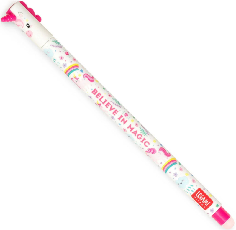 Gumovací pero Legami 0,7 mm - Unicorn - růžová náplň