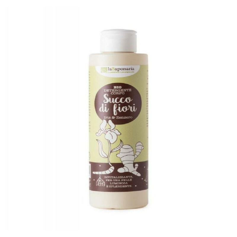 laSaponaria Posilující čisticí sprchový gel s kosatcem a zázvorem BIO, 200 ml