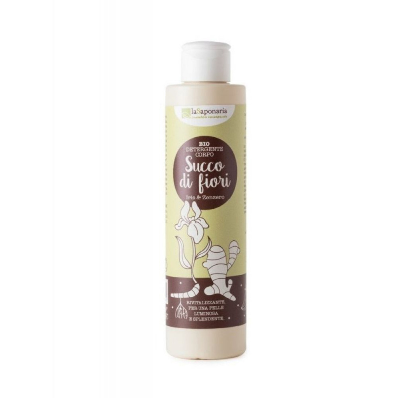 laSaponaria Posilující čisticí sprchový gel s kosatcem a zázvorem BIO, 200 ml