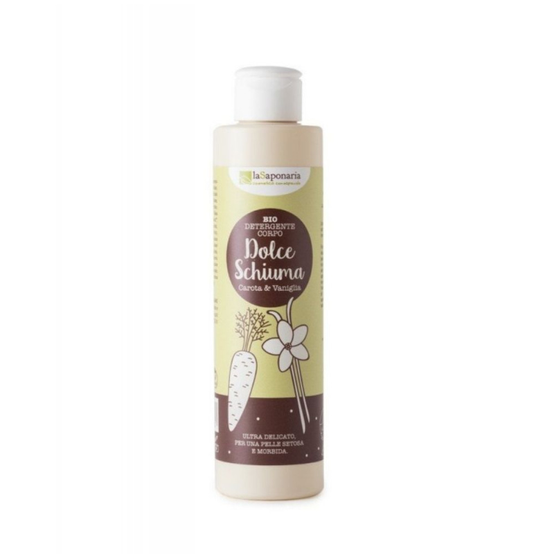 laSaponaria Jemný čisticí sprchový gel s mrkví a vanilkou BIO, 200 ml