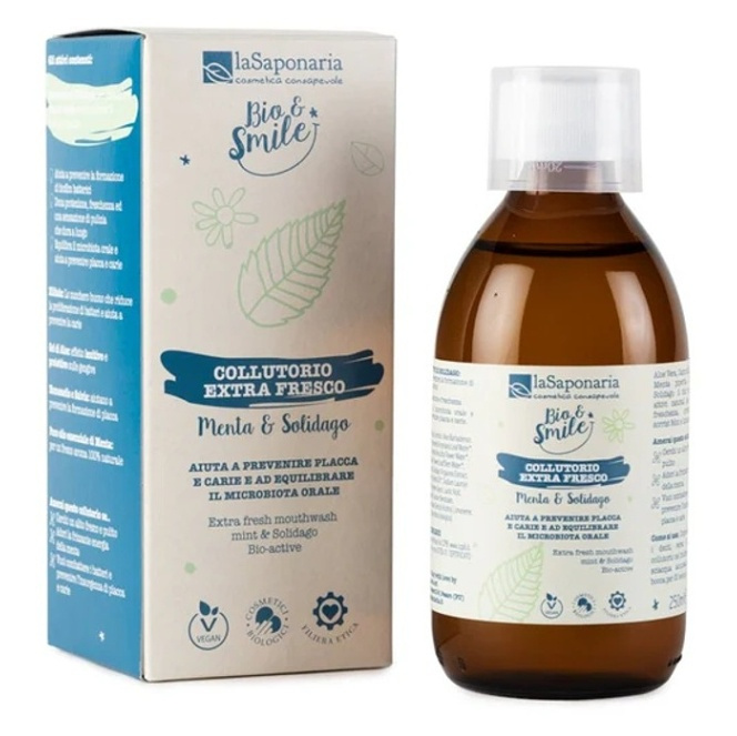 laSaponaria Extra svěží ústní voda s mátou a zlatobýlem BIO, 250 ml