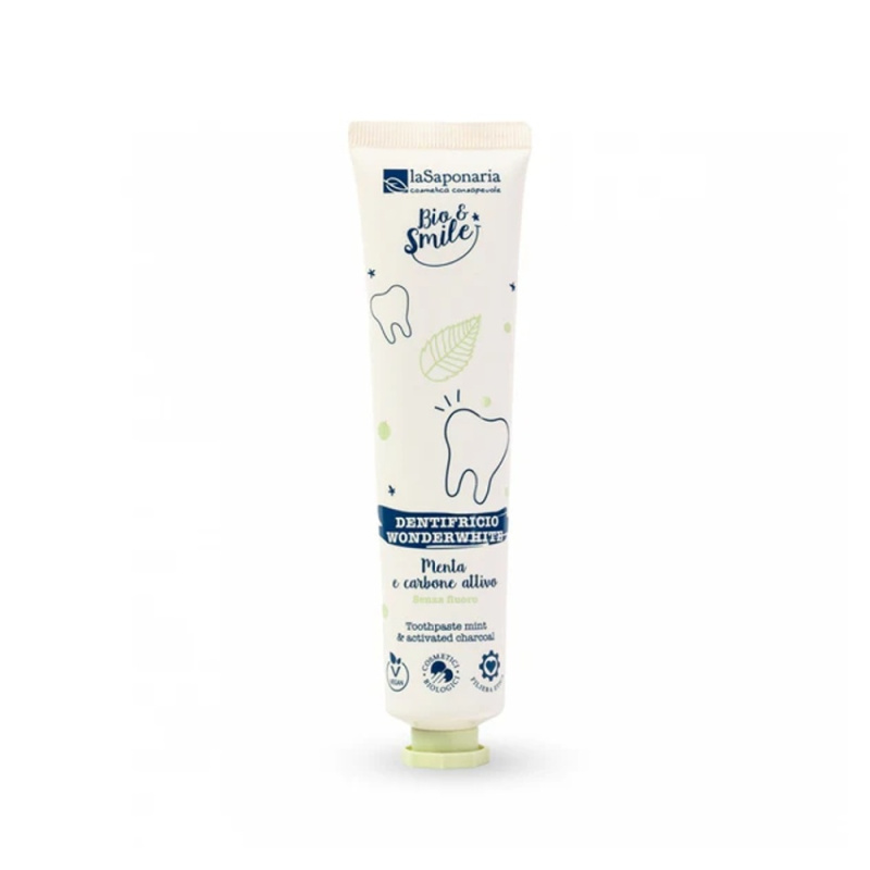 laSaponaria Bělicí zubní pasta WonderWhite - máta a aktivní uhlí BIO, 75 ml