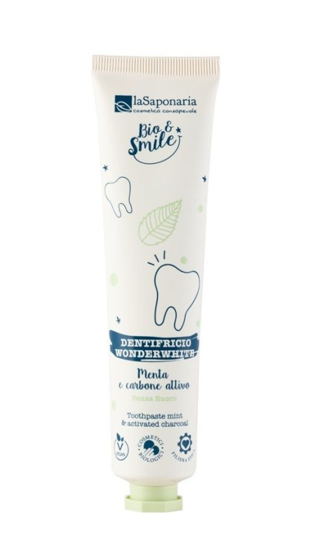 laSaponaria Bělicí zubní pasta WonderWhite - máta a aktivní uhlí BIO, 75 ml