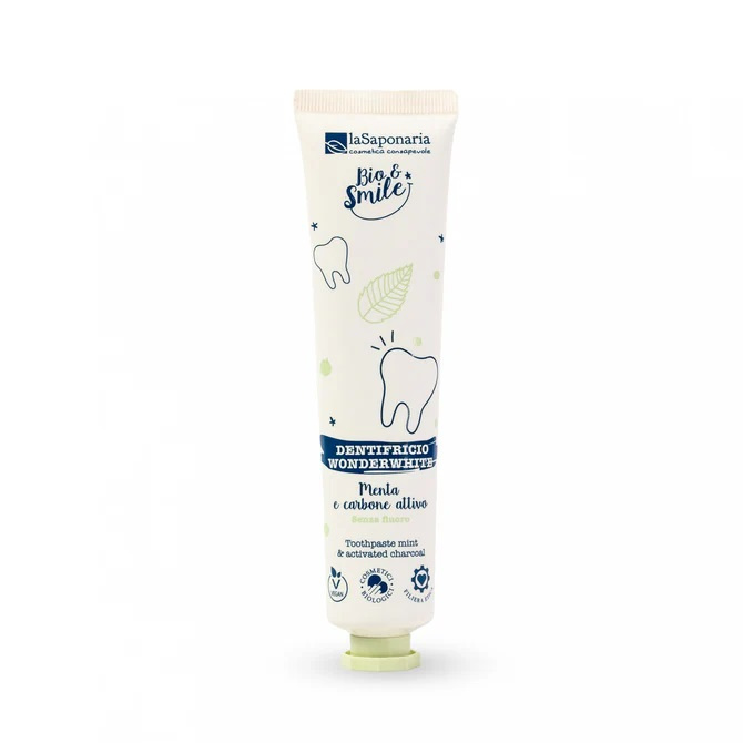 laSaponaria Bělicí zubní pasta WonderWhite - máta a aktivní uhlí BIO, 75 ml