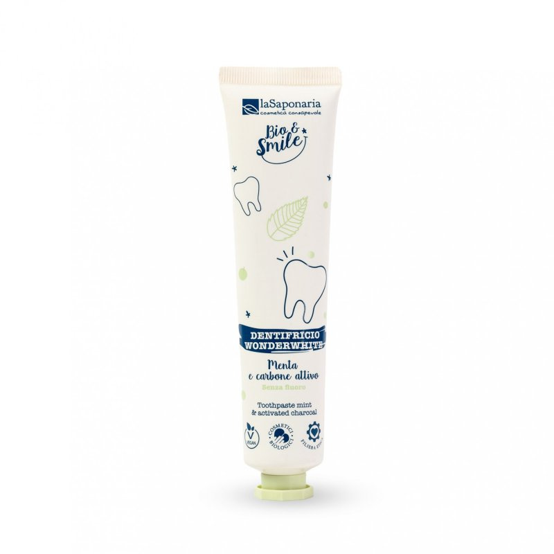 laSaponaria Bělicí zubní pasta WonderWhite - máta a aktivní uhlí BIO, 75 ml