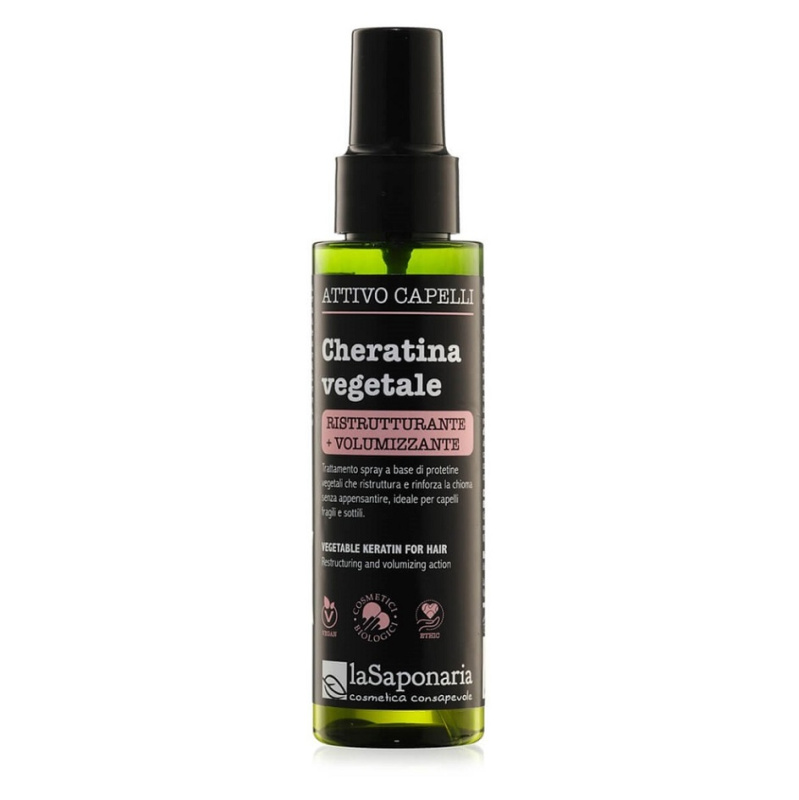 laSaponaria Rostlinný keratin na vlasy - aktivní restrukturalizační a objemový sprej, 100 ml