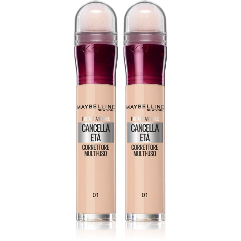 MAYBELLINE NEW YORK Instant Anti Age Eraser tekutý korektor s houbičkovým aplikátorem výhodné balení odstín 01 Light