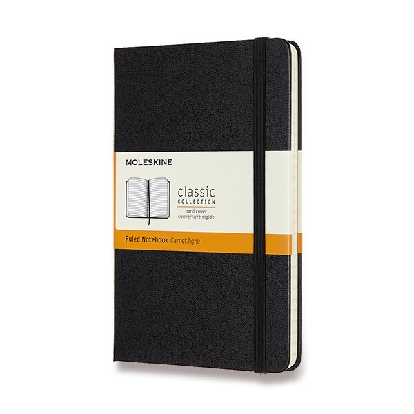 Zápisník Moleskine - tvrdé desky, M, linkovaný černý