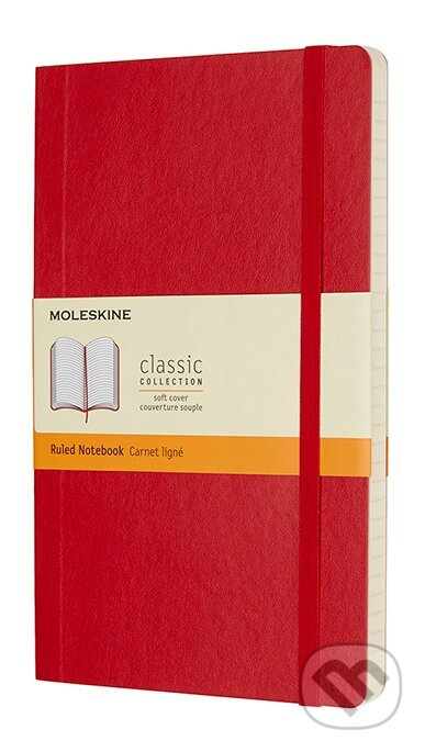 Moleskine zápisník měkký linkovaný - červený L