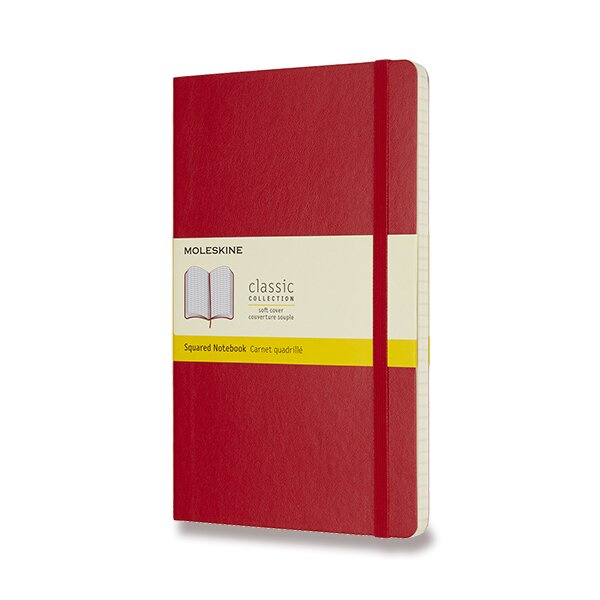 Zápisník Moleskine - tvrdé desky, L, čtverečkovaný červený