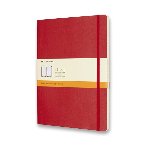 Moleskine zápisník měkký linkovaný - červený XL