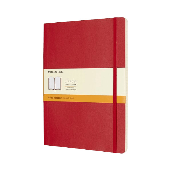 Moleskine zápisník měkký linkovaný - červený XL
