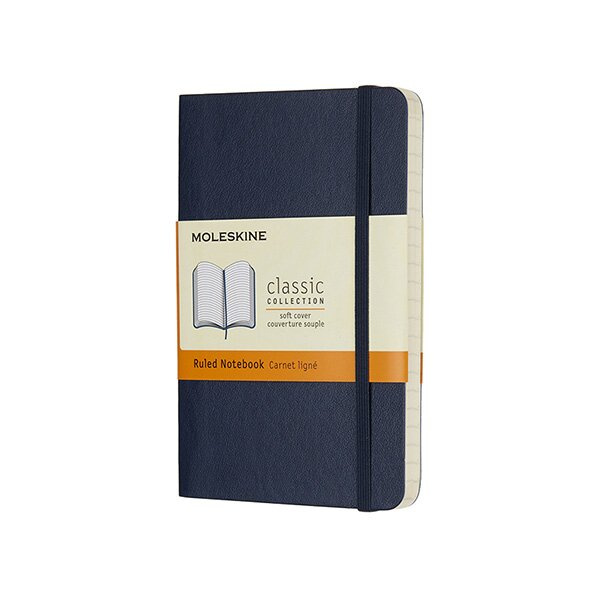 Zápisník Moleskine měkký linkovaný modrý S