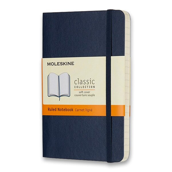 Zápisník Moleskine měkký linkovaný modrý S