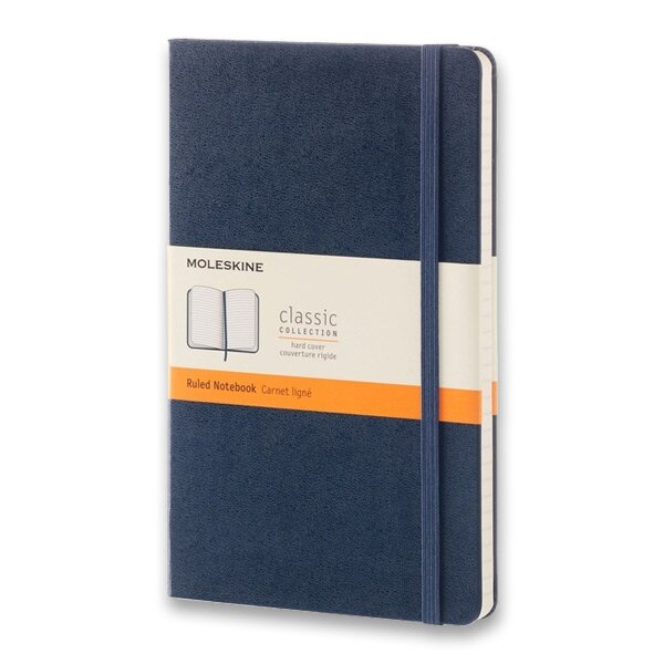 Zápisník Moleskine - tvrdé desky, L, linkovaný modrý