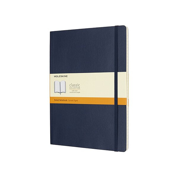 Zápisník Moleskine - měkké desky, XL, linkovaný modrý