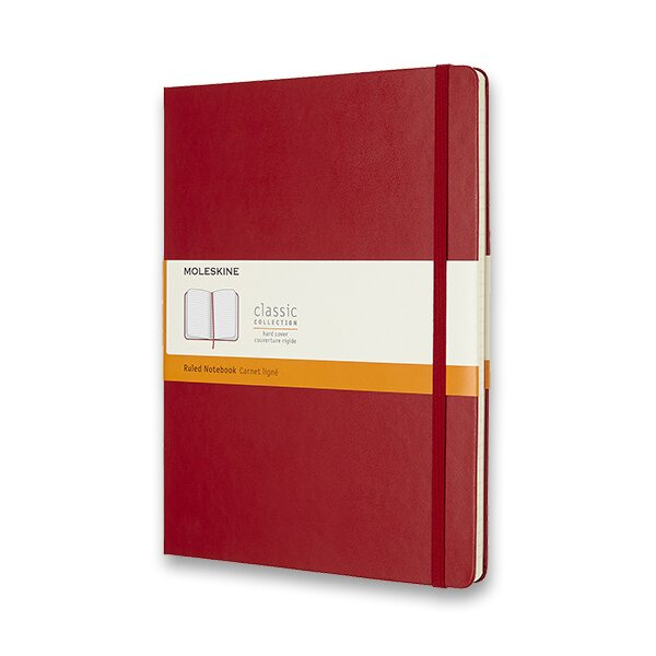 Zápisník Moleskine - tvrdé desky, XL, linkovaný červený