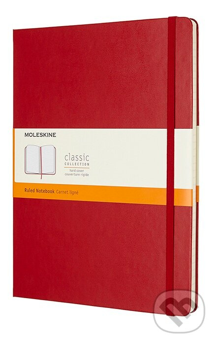 Zápisník Moleskine - tvrdé desky, XL, linkovaný červený