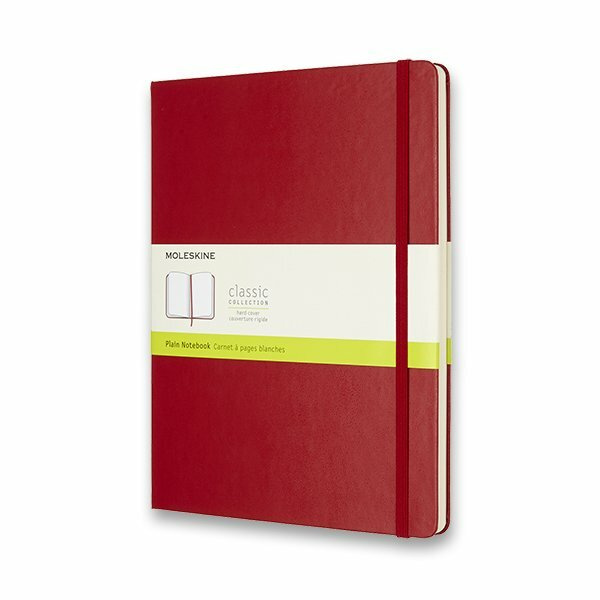 Zápisník Moleskine - tvrdé desky, XL, čistý červený