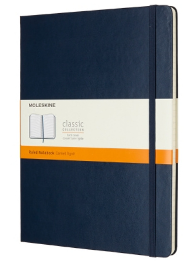 Zápisník Moleskine - tvrdé desky, XL, linkovaný modrý