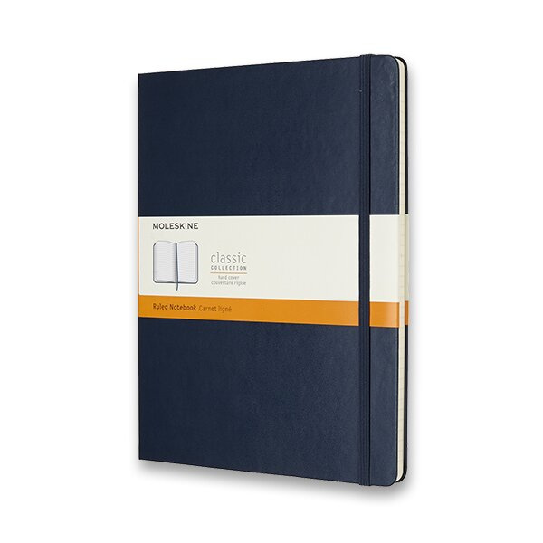 Zápisník Moleskine - tvrdé desky, XL, linkovaný modrý