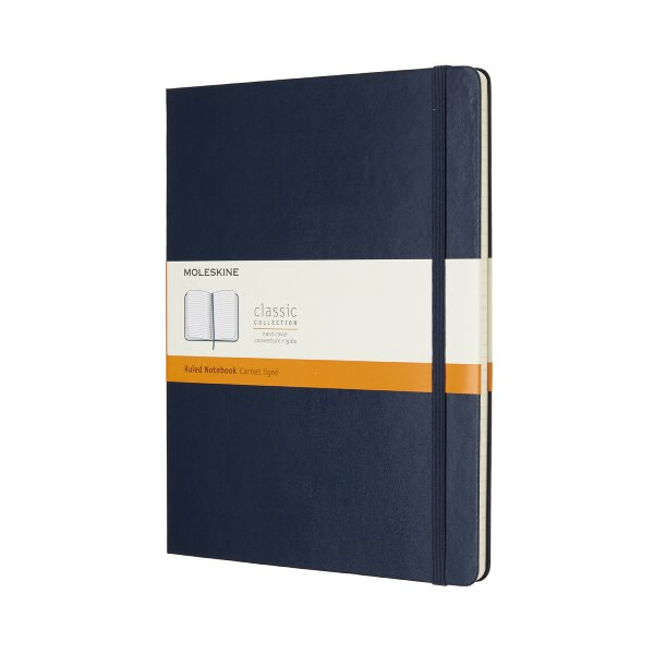 Zápisník Moleskine - tvrdé desky, XL, linkovaný modrý