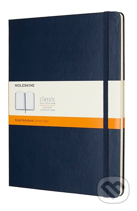 Zápisník Moleskine - tvrdé desky, XL, linkovaný modrý